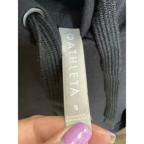 Athleta‎ Women Steady State Black Crop Hooded Pullover Sweatshirt Black Small - Picture 10 of 10